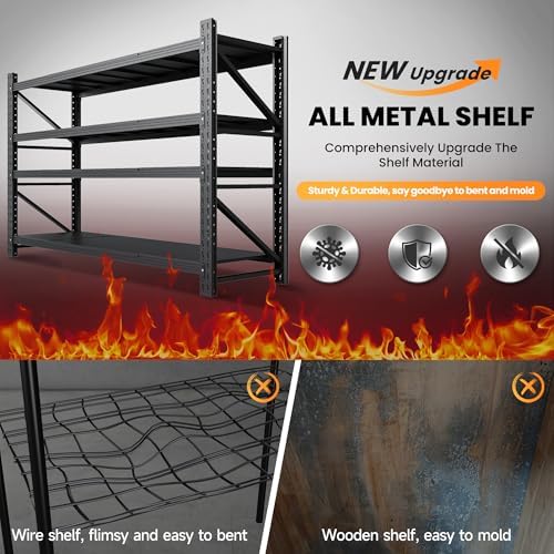 71.3” Wide Heavy Duty Metal Garage Shelving, Adjustable Storage Shelf - Image 6