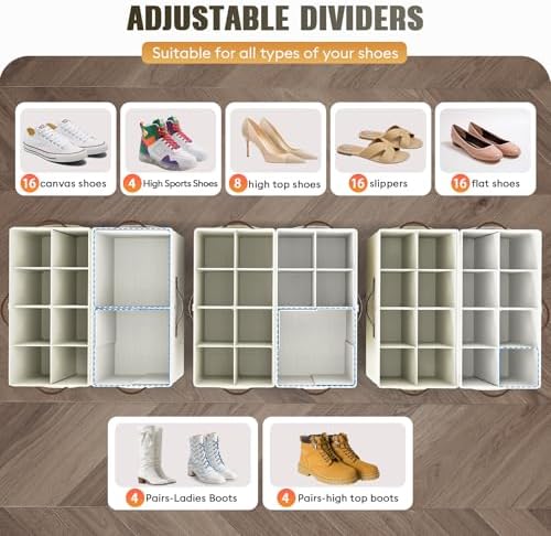 2 Pack Shoe Organizer for Closet, Foldable Shoe Storage - Image 2