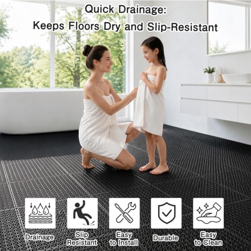 16 PCS Modular Interlocking Cushion Drainage Floor Tiles 10" x10 - Image 3