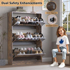 BORNOON Shoe Cabinet with 3-Flip Mirror Drawers, Freestanding Shoe Rack - Image 6