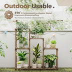 Bamworld Plant Stand Indoor Wood Plant Shelf Outdoor Tiered Plant Rack - Image 4