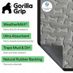 GORILLA GRIP WeatherMAX Door Mat, Indoor Outdoor, Light Gray Bones - Image 2