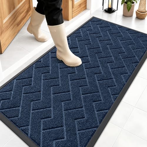 OLANLY Front Door Mat Outside 47x23, All-Season Absorbent Rubber Doormat by OLANLY
