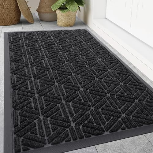 Smiry Front Door Mat Outside Entrance, Low Profile Rubber Doormat by Smiry