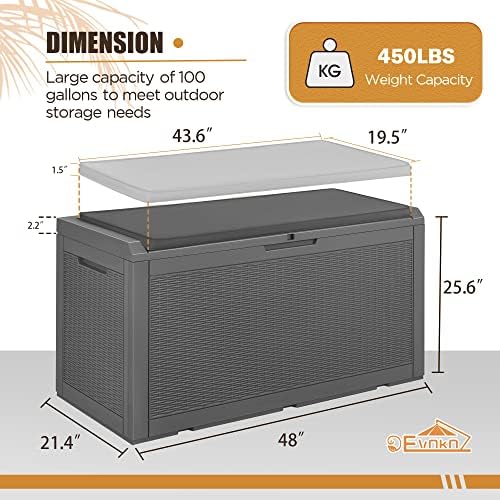 Devoko 100 Gallon Resin Waterproof Outdoor Storage Box - Image 6