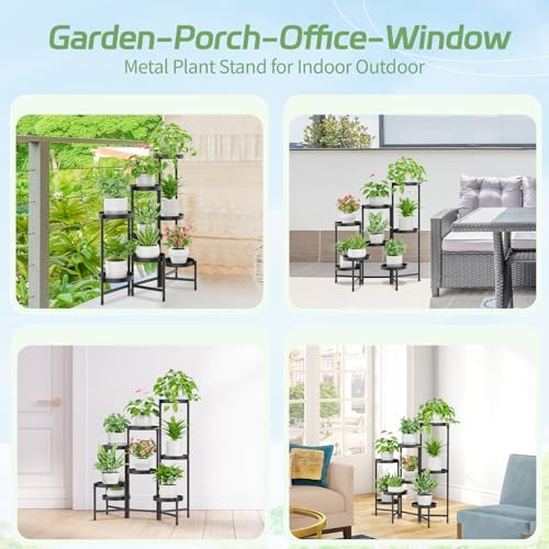 iDavosic.ly Plant Stand Indoor Outdoor, 8 Tier Metal Corner Shelf - Image 3