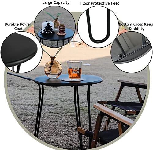 Small Patio Side Table, Weather Resistant Anti-Rust Outdoor Metal Patio Round - Image 4