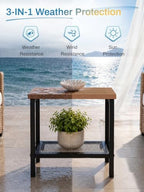 2-Tier Outdoor Side Table, HDPE Outdoor Table - Image 4