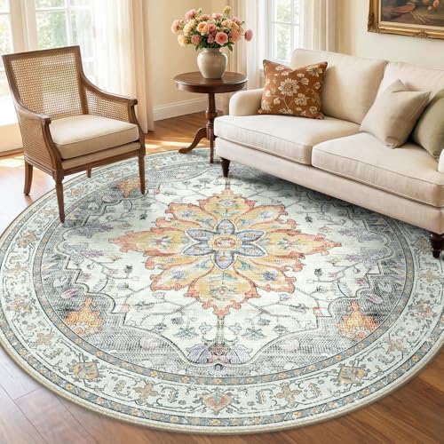 RELEANY Washable Area Rug, Round 6ft by RELEANY
