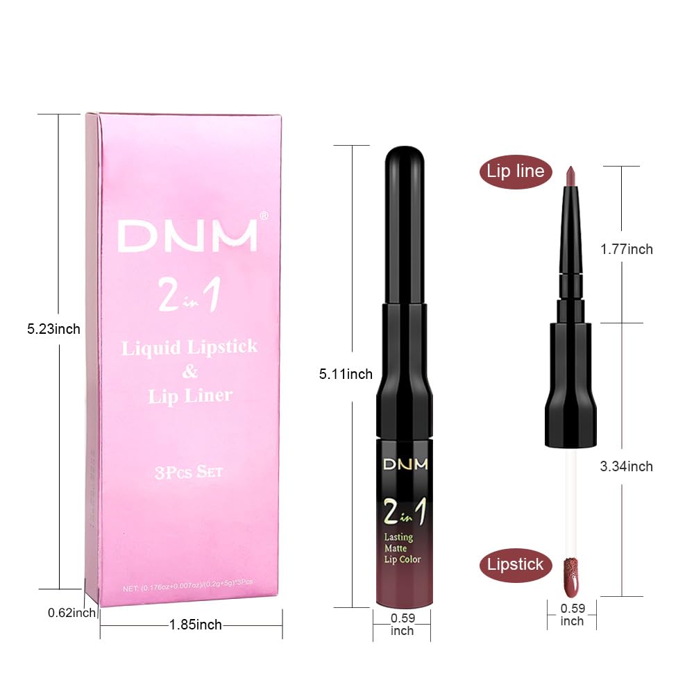 evpct 3Pcs Dark Red Nuetral Mauve Red Brown Matte Lip Liner Liquid Lipstick Stain Makeup Set for Women, Lip Liner Stain Long Lasting Waterproof Smudge Proof, Cruelty Free Lip Makeup 24 hours originale