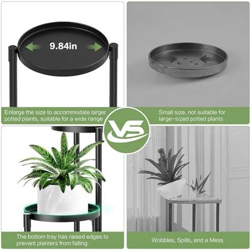 3 Tier Metal Corner Plant Stand Indoor Outdoor, 10 Inch Wide Tray - Image 4