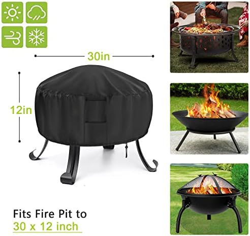 Round Fire Pit Cover, 30 Inch Outdoor Firepit Covers, Heavy-Duty Windproof - Image 3