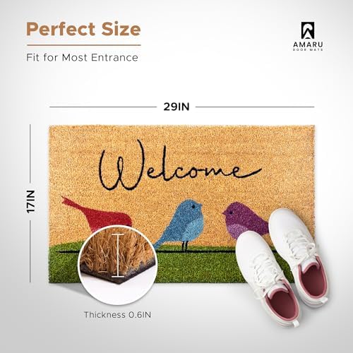 Coir Welcome Mat, Colorful Birds, 17 x 29 in - Image 2