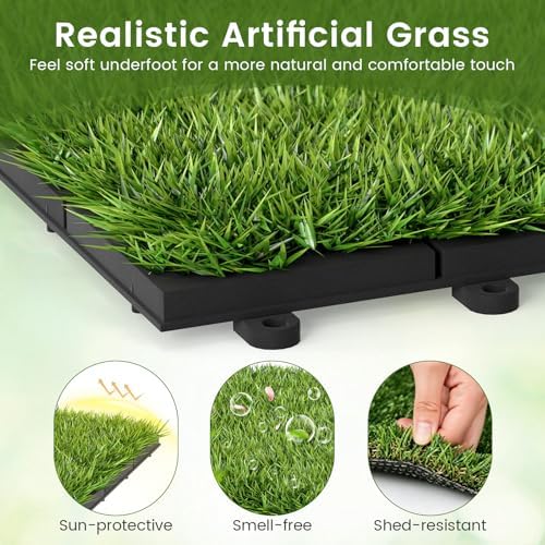 GIANTEX Artificial Grass Interlocking Deck Tiles, Snap-Together Outdoor Grass - Image 2