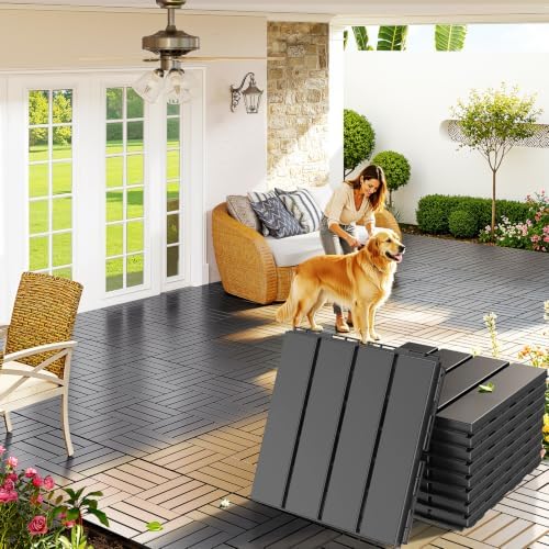 Goovilla Plastic Interlocking Deck Tiles, 9 Pack, Dark Grey by Goovilla