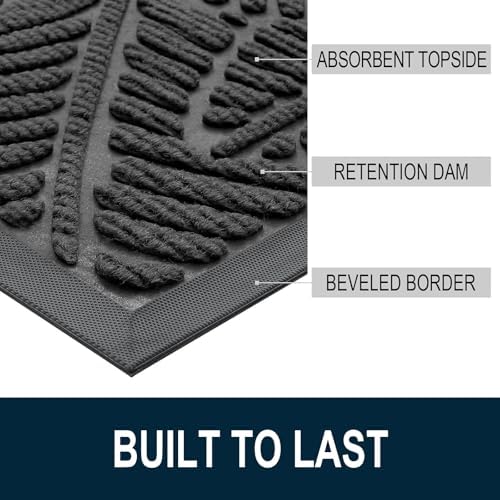 Colorxy Waterproof Front Doormat, Sturdy Natural Rubber Door Mat - Image 3