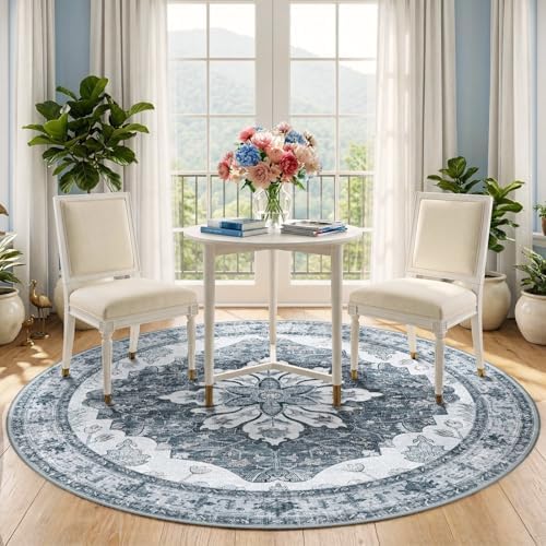 RELEANY Washable Area Rug, Round 5ft - Image 3