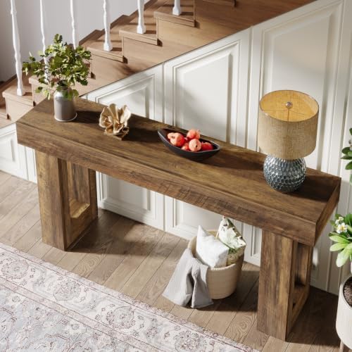 Tribesigns 63-Inch Long Console Table, Farmhouse Wooden Sofa Table Behind The - Image 5