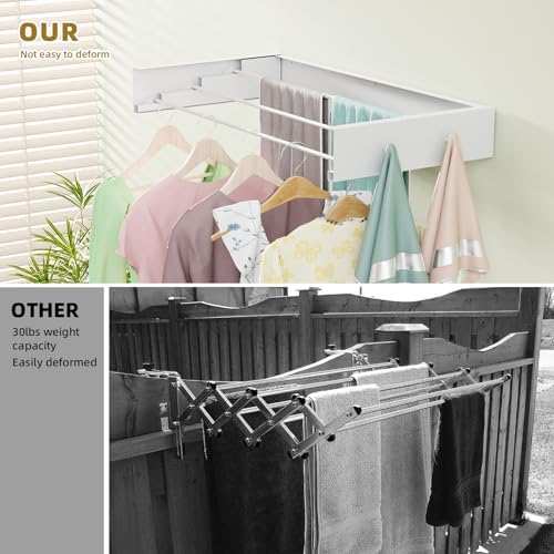 Wall Mounted Drying Rack for Laundry 19.8'', Folding Drying Rack Clothing Wall - Image 4