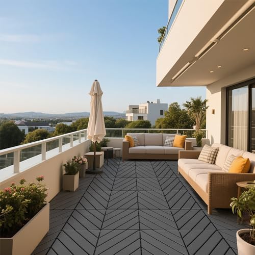 44 Pack Interlocking Deck Tiles, All-Weather Outdoor Deck Tiles - Image 5