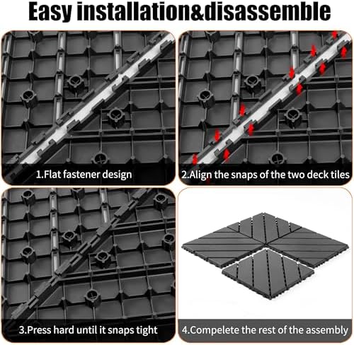44 Pack Plastic Interlocking Decking Tiles, 12x12 Inch Waterproof Outdoor Floor - Image 3