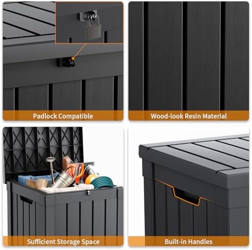DRATO 51 Gallon Outdoor Storage Box Waterproof, Lockable Resin Deck Box - Image 4