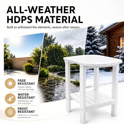 Adirondack Outdoor Side Table, 2-Tier HDPS Patio End Table - Image 6