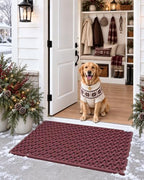 DEXI Front Door Mat Outside Entrance Rubber Floor Doormat, 24x36 Red - Image 3