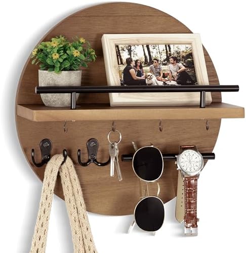 Key Holder Wall Mount with Shelf and Hooks, Mail Organizer by dreampossible