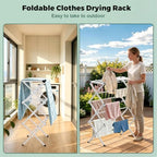 BAKON Space Saving Foldable Clothes Drying Rack, Extendable Rustproof Laundry - Image 3