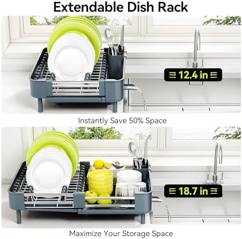 Urackify Extendable Stainless Dish Drying Rack - Image 4