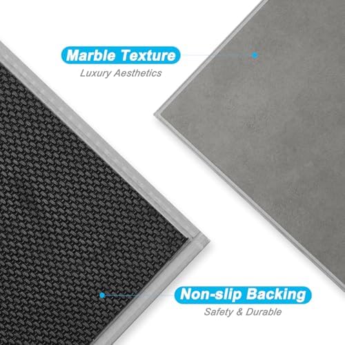 Art3d Marble Textured Click-Lock SPC Floor Tiles, Cement Grey - Image 4