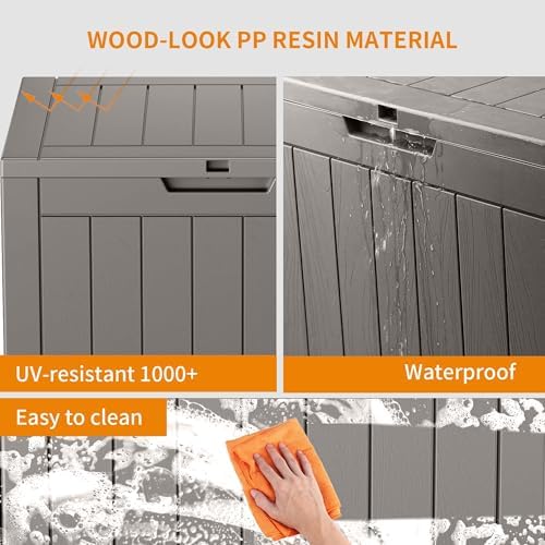 PatioZen 30 Gallon Resin Deck Box, Lockable Outdoor Storage Box - Image 7