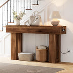 63 Inch Long Console Table w/Outlets & USB Ports, Narrow Rectangular Sofa Table - Image 7