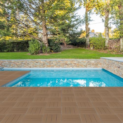 27 Pcs Wood Interlocking Patio Deck Tiles, 11.4x11.4 Indoor and Outdoor - Image 4