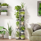 Bamworld Plant Stand 7 Tier Tall Corner Metal Shelf Black - Image 3