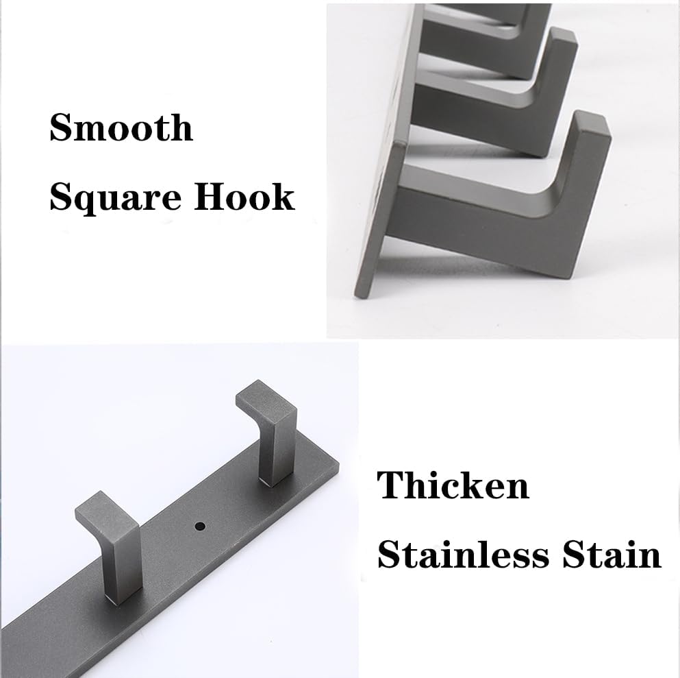 Coat Rack, Heavy Duty Stainless Steel 4 Tri Coat Hook Hanger, Wall Mounted - Image 5