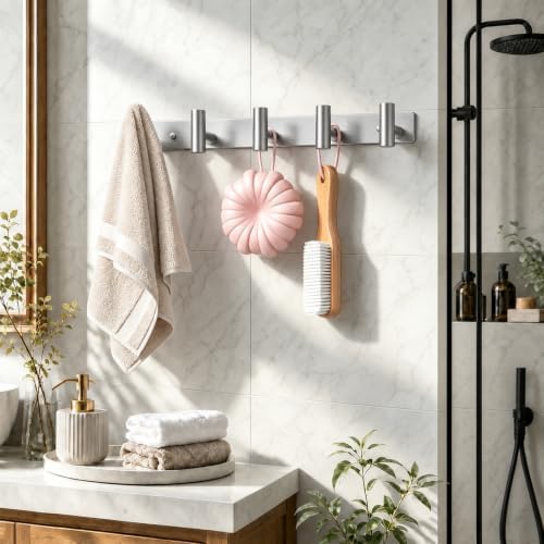 Wall Mounted Coat Rack-5 Hooks, Heavy Duty Stainless Steel Wall Hooks - Image 3
