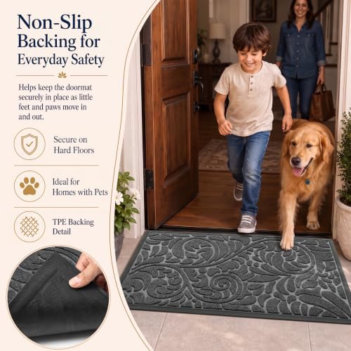 Yimobra Extra Large Front Door Mat, Floral Outdoor Mat - Image 4