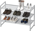 Simple Houseware 3-Tier Stackable Metal Panel Shoe Rack - Image 4