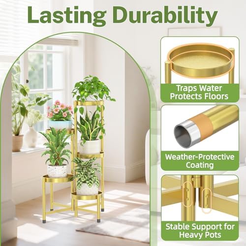 iDavosic.ly Plant Stand Indoor Outdoor, 5 Tier Metal Corner Shelf - Image 5