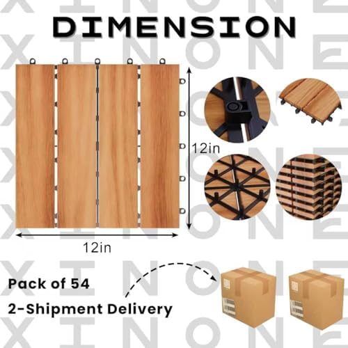 54Pcs Interlocking Deck Tiles, 12x12in Acacia Wood Flooring - Image 2