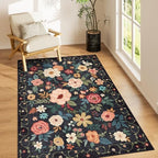 DUKINO 3x5 Area Rug, Floral Washable Rug by DUKINO