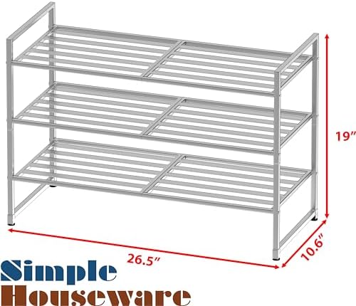 Simple Houseware 3-Tier Stackable Metal Panel Shoe Rack - Image 3