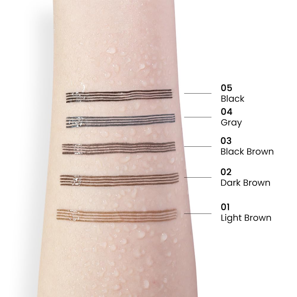 Eyebrow Ink Pencil by Brow Stylist -Micro 4 Point Brow Pen Lift & Snatch Eyebrow Pen Kits with 3 Eyebrow Stencil Long-Lasting Waterproof Natural Eyebrow Hair (B-2Pc 04# Gray)