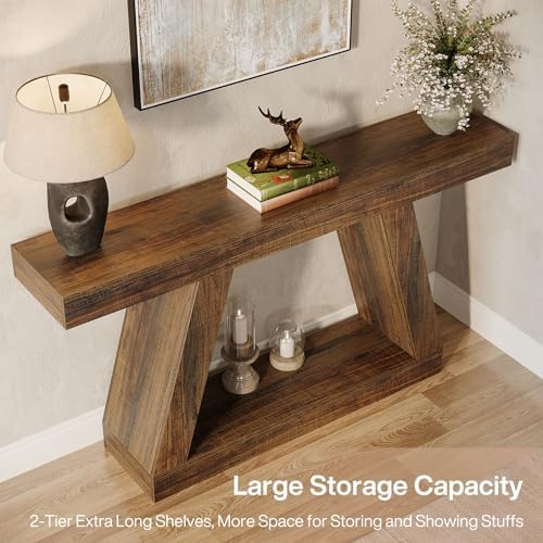 Tribesigns Farmhouse Console Table, 55-Inch Rustic Sofa Table - Image 6