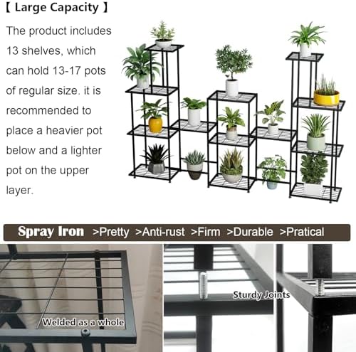 Twhep Tall Multi Tier Plant Stand, 13 Tiers Multifunctional Plant Stands - Image 4