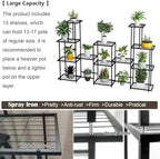 Twhep Tall Multi Tier Plant Stand, 13 Tiers Multifunctional Plant Stands - Image 4