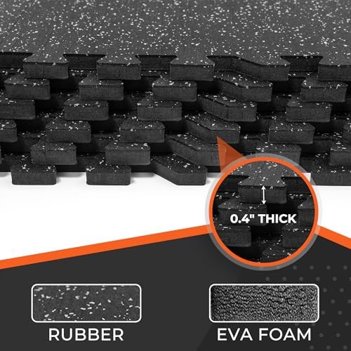 SUPERJARE 0.4'' Thick 36 Pcs 144 Sq Ft Rubber Top Exercise Equipment Mats - Image 5
