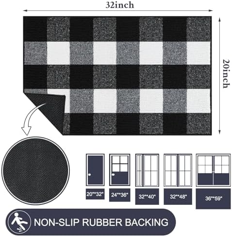 REFETONE Buffalo Plaid Outdoor Rug 20" x 32" - Image 2